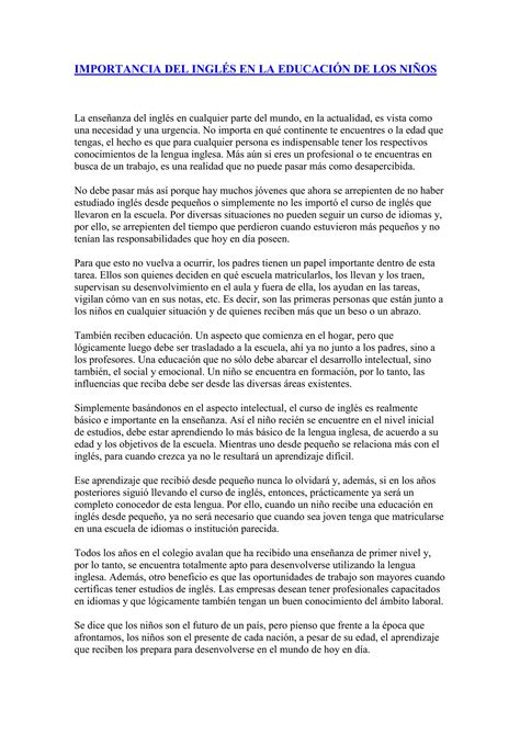 Importancia Del Ingl S Pdf