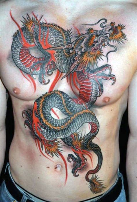 Powerful Dragon Chest Tattoo Designs For Men