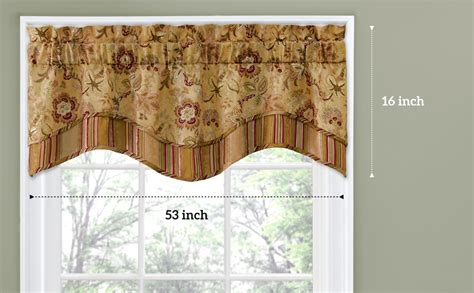 Waverly Navarra Farmhouse Scalloped Valance Rod Pocket Window Curtain For Kitchen Or