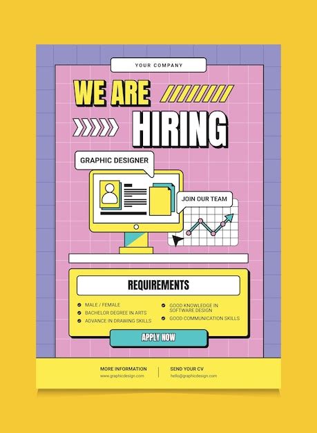 Premium Vector Retro Pop Hiring Design Poster