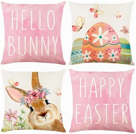 Amazon Easter Pillow Covers 18x18 Set Of 4 Easter Decorations