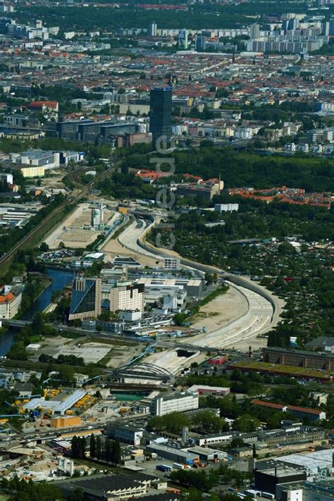 Luftaufnahme Berlin Baustellen zum Neubau der Verlängerung der