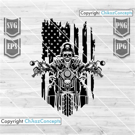 Usa Biker Skull Svg File Biker Skull Svg Biker Clipart Etsy Canada