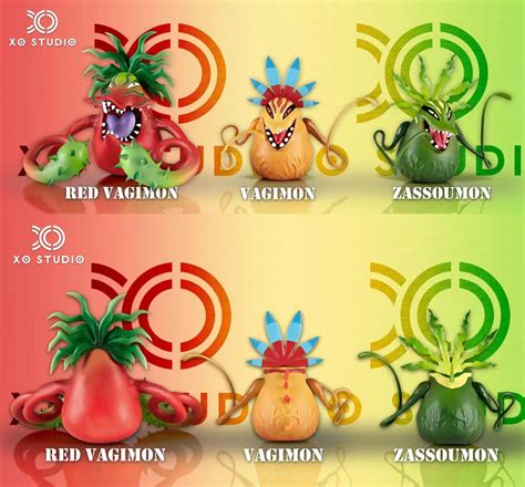 Redvegiemon Vegiemon Weedmon Zassoumon Digimon Resin Statue Xo