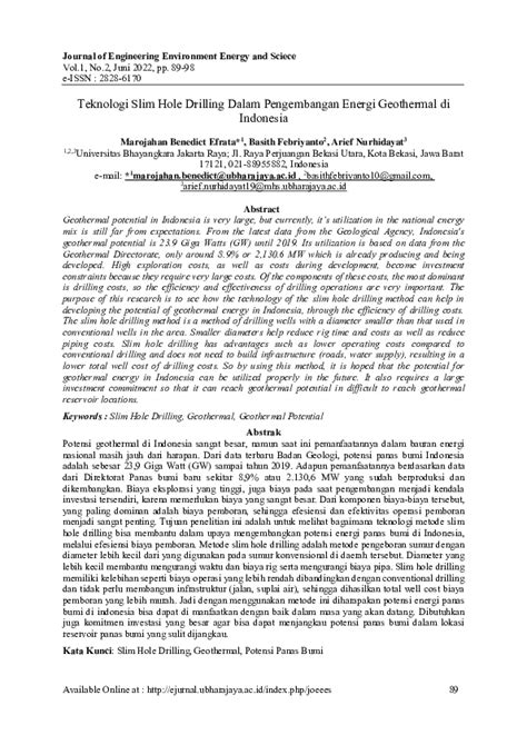 Pdf Teknologi Slim Hole Drilling Dalam Pengembangan Energi Geothermal