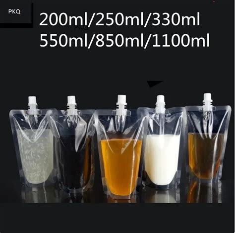 Pcs Lot Stand Up Plastic Drink Packaging Bags Spout Pouch For