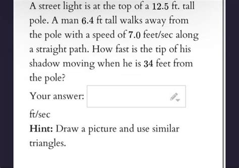 Solved A Street Light Is At The Top Of A Ft Tall Pole Chegg