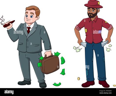 Cartoon illustration happy rich man fotografías e imágenes de alta