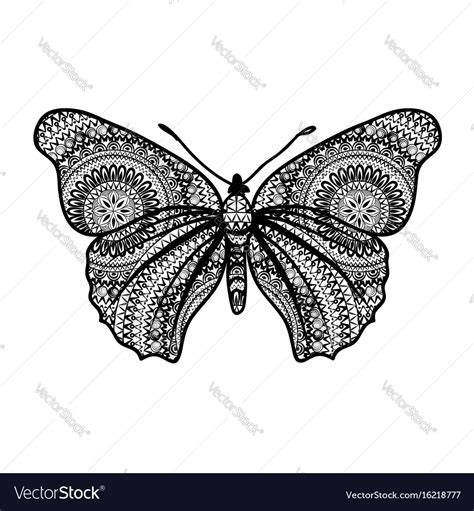 Butterfly With Floral Ornamental Wings Royalty Free Vector