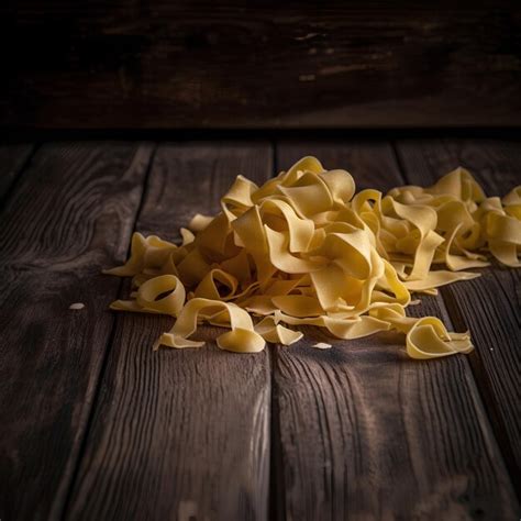 Premium Ai Image Raw Homemade Pappardelle Pasta On Wooden Background