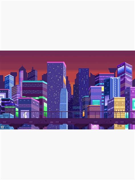 "Cyberpunk Pixel Art City" Poster for Sale by ShikiGum | Redbubble