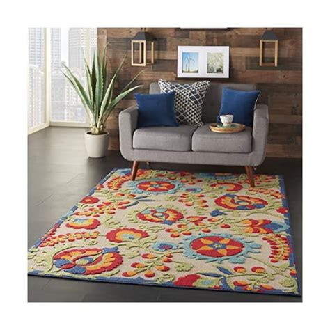 Nourison Aloha Indooroutdoor Multicolor 53 X 75 Area Rug Tropical