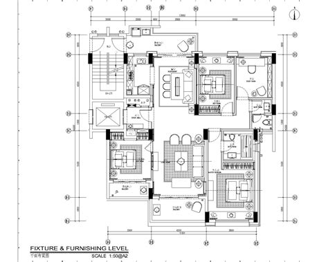 现代四室两厅138㎡海时代施工图cad图纸dwg文件分享 易图网