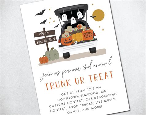 Trunk Or Treat Invite Trunk Or Treat Flyer Editable Trunk Or Etsy