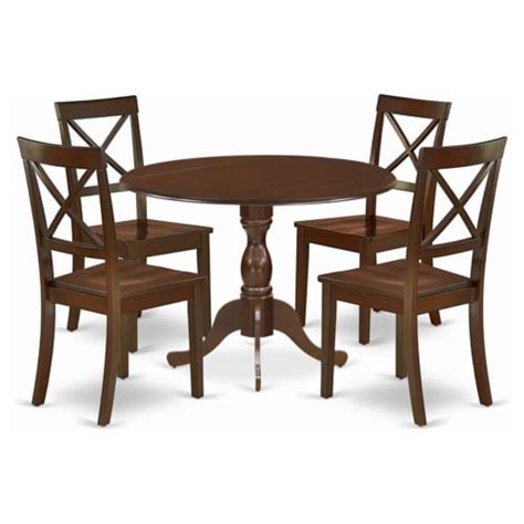 East West Furniture Dublin Piece Wood Dining Table Set In Mahogany