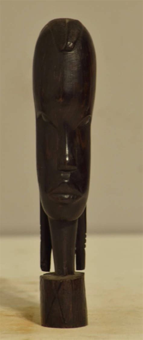 African Ebony Wood Carved Female Bust Statue Tanzania Male