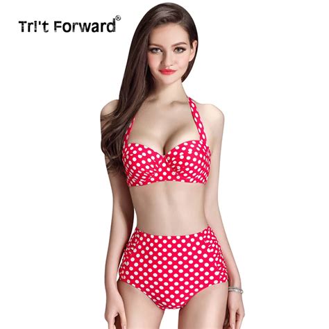 Chegada Nova Mulheres Clássico Halter Bikini Set Polka Dot Swimwear