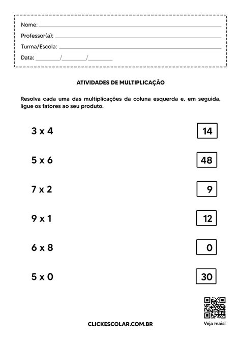 Atividades de Multiplicação para 5º Ano