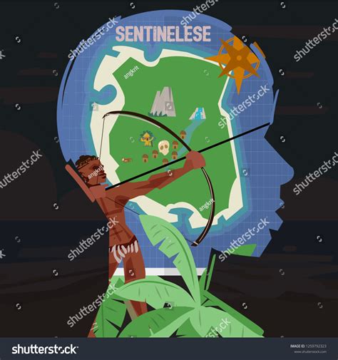 North Sentinel Island Map Sentinelese Face Stock Vector Royalty Free