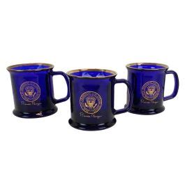 Cobalt Blue Ronald Reagan Glass Mugs Set Of