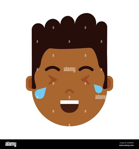 african boy head emoji personage icon with facial emotions, avatar ...