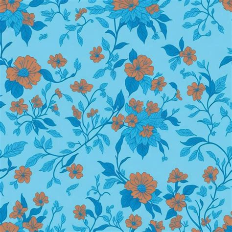 Premium PSD Minimalist Floral Pattern In Orange And Blue