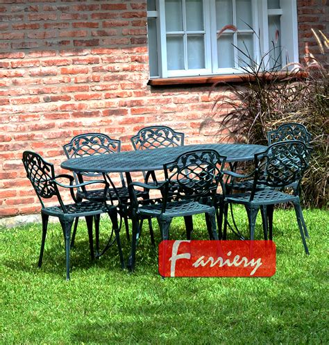 Juego De Jardin Chato Mesa Oval M Sillones Farriery