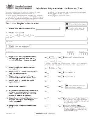 Fillable Online Ato Gov Medicare Levy Variation Fax Email Print Pdffiller