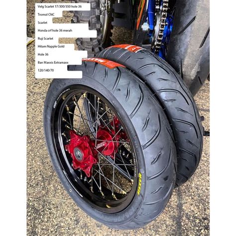 Jual Banset Wheelset Supermoto Honda Crf L Tromol Cnc Scarlet