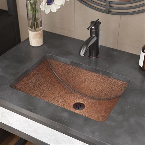 Rene Undermount Bathroom Sink In Copper With Grid Drain In Oil Rubbed