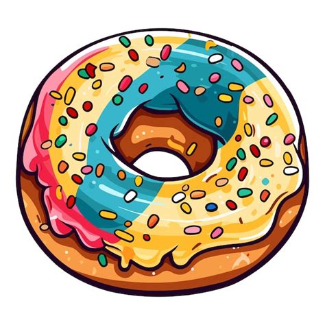 Premium Vector | Vanilla sprinkle donut clip art illustration