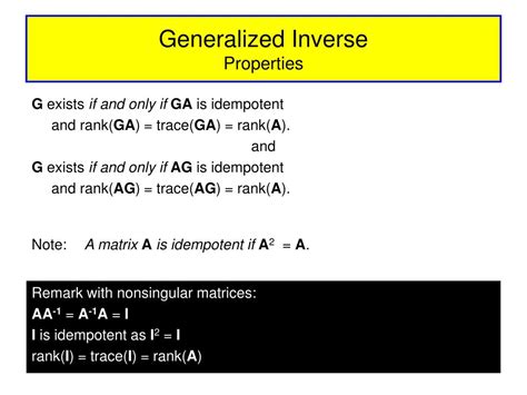 Ppt Generalized Inverses Of Rectangular And Singular Square Matrices