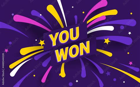 Win Celebration Illustration Rich Violet Background With Text You Won