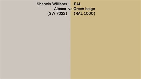 Sherwin Williams Alpaca SW 7022 Vs RAL Green Beige RAL 1000 Side By