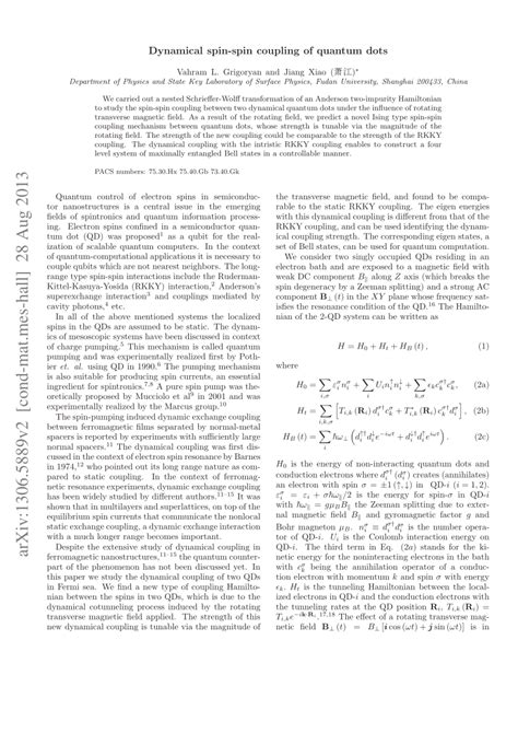 (PDF) Dynamical spin-spin coupling of quantum dots