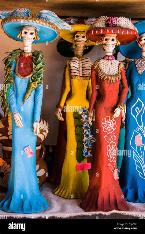 Mexican Catrina Dolls Skeletons Traditional European Finery Stock Photo