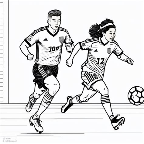 Lexica Coloring Boock Page Soccer Player Running Towards A Ball Cute Black And White 2d