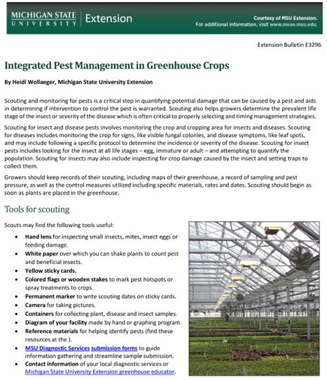 Integrated Pest Management In Greenhouse Crops Msu Extension