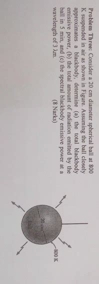 Solved Problem Three Consider A Cm Diameter Spherical Chegg