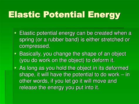 Definition Of Elastic Potential Energy