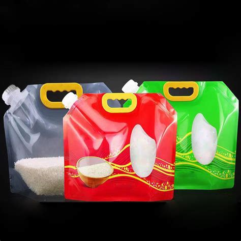 Kg Rice Flour Stand Up Spout Pouch Packaging Plastic Bags With Handle