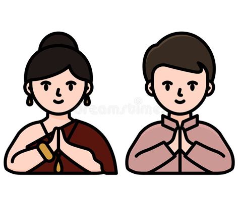 Woman And Man In Hello Hand Gesture Stock Vector Illustration Of