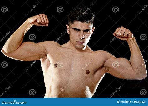 Handsome Sport Man Posing With Strong Naked Torso Looking Cool Defiant