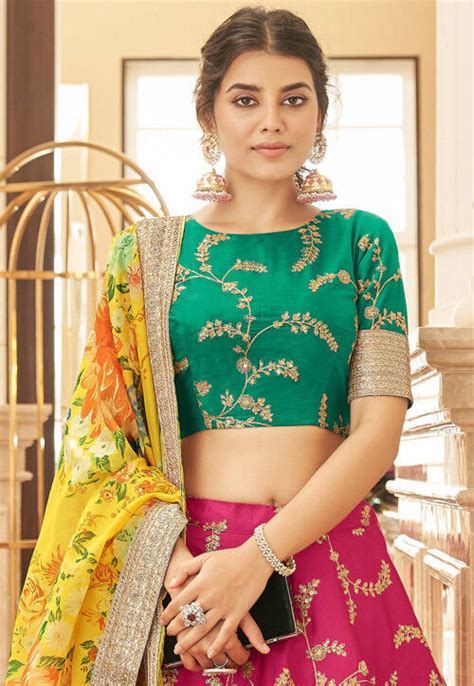 Buy Embroidered Art Silk Lehenga In Pink Online Lyc Utsav Fashion