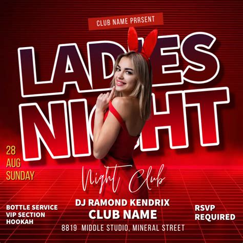 Red Maximalist Ladies Night Instagram Post Template Postermywall