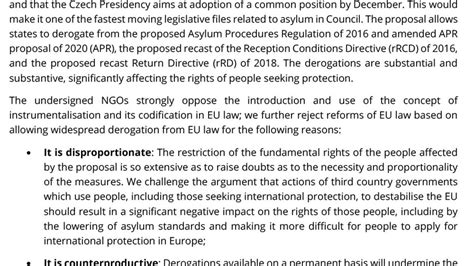 Joint Statement Ngos Warn Eu Member States That Instrumentalisation