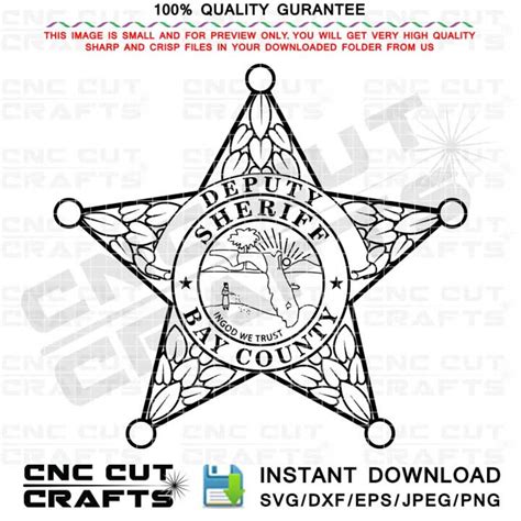 Bay County Deputy Sheriff Badge Svg Vector Sheriff Star Logo Etsy