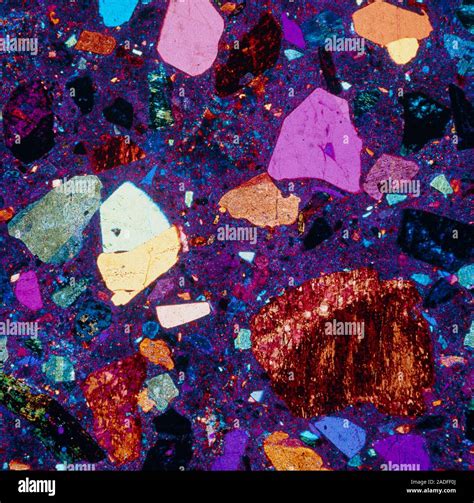 Polarised Light Micrograph Of A Thin Section Of Quartz Porphyry A Type