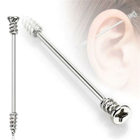 Wood Screw Ear Cartilage Screw Top Industrial Barbell Scaffold Etsy