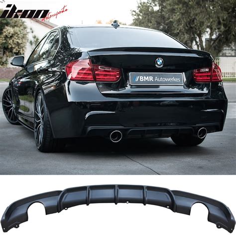 Ikon Motorsports Compatible With 12 18 Bmw F30 Mt M Sport Rear Bumper Diffuser Single Muffler